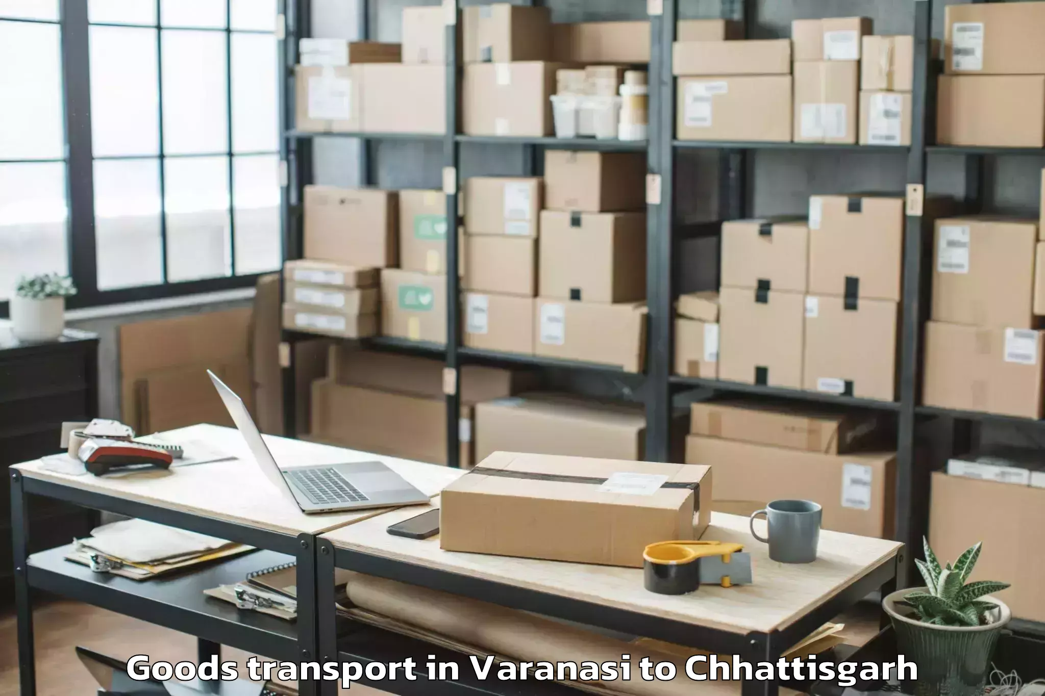 Varanasi to Op Jindal University Raigarh Goods Transport Booking